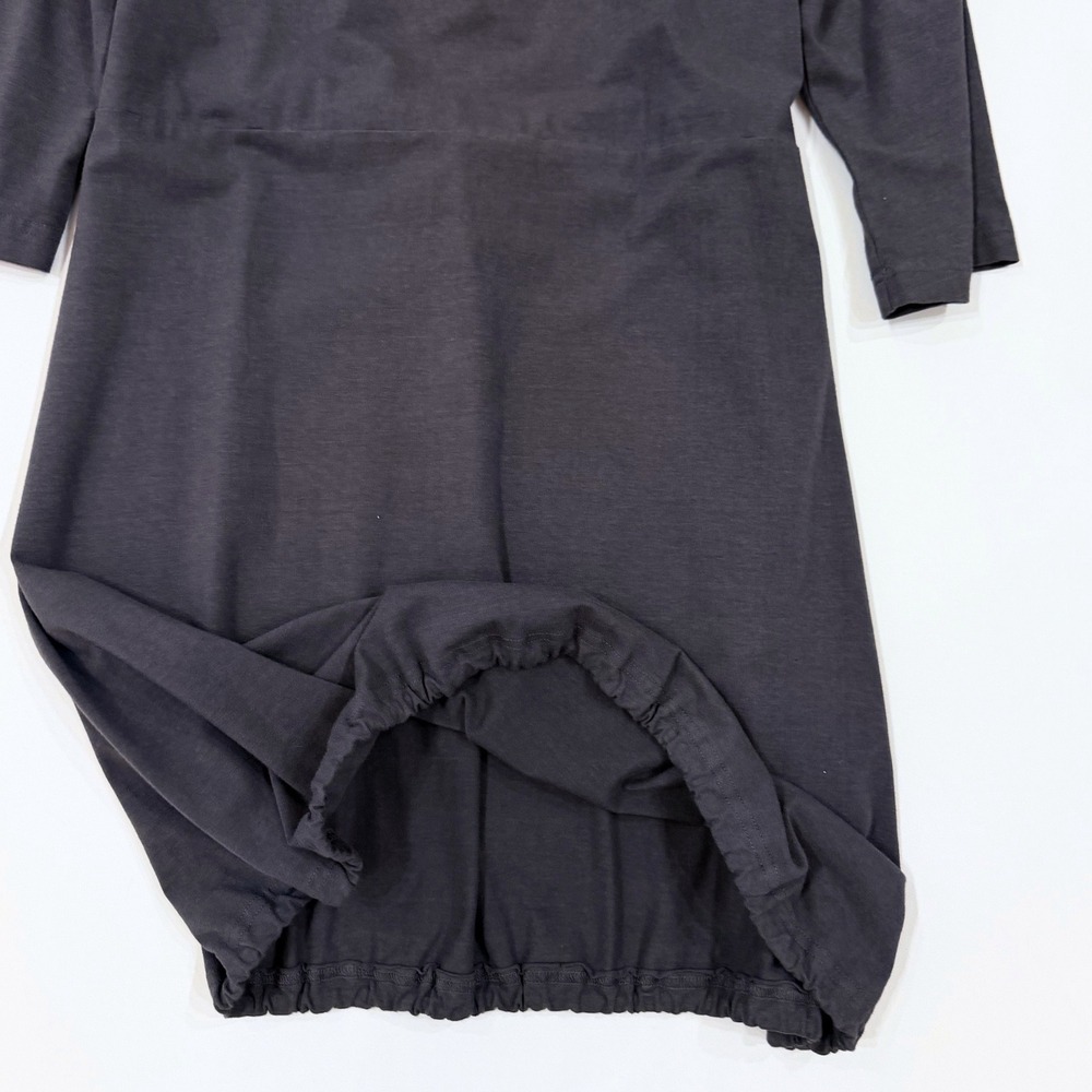 Bryn Walker Bubble Hem Dress Charcoal Gray Bamboo Medium Quiet Luxury Lagenlook - Picture 4 of 8